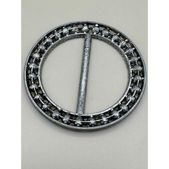 Vintage Art Deco Clear Crystal Belt Slide / Large Scarf Slide - Picture 6 of 9